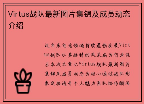 Virtus战队最新图片集锦及成员动态介绍